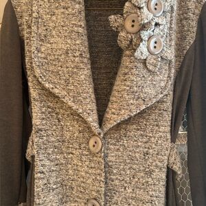 Rinascimento Textured Gray Knit Sweater